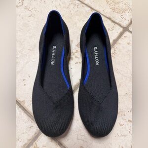 Rothy's Black Flats with Blue Trim